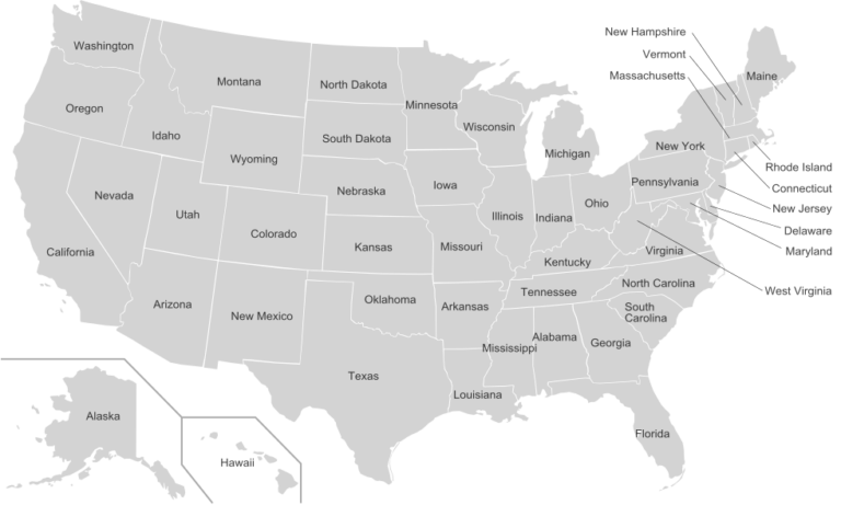 Alphabetical List of 50 States of the United States