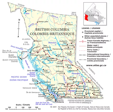 British Columbia map