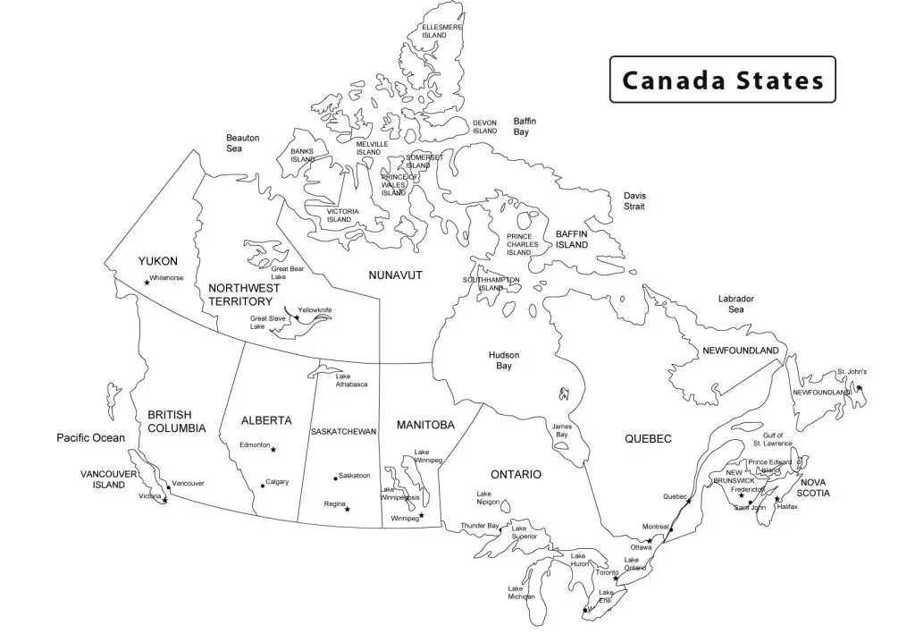 Canada States Map With Borders