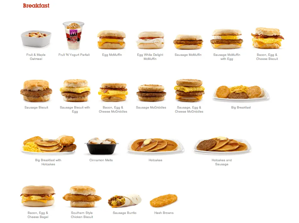 What's on the McDonald's breakfast menu
